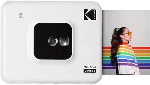 KODAK Mini Shot Combo 2 C300 - Appareil Photo Instantane (Photo Carre 7,6 x 7,6 cm - 3 x 3'', Écran LCD 1,7'', Bluetooth, Batterie Lithium, Sublimation Thermique 4Pass, 8 photos incluses) Blanc