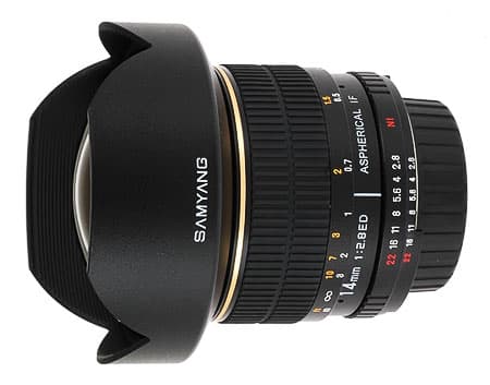 Objectif reflex Samyang 14 mm f/2.8 Aspherical IF ED UMC; Monture Canon
