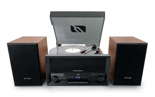 Micro Système CD avec platine vinyle sans fil Bluetooth Muse MT-120 MB Noir et marron
