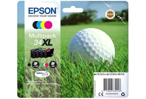 Epson 34XL - Pack de 4 - XL - noir, jaune, cyan, magenta - original - blister - cartouche d'encre - pour WorkForce Pro WF-3720, WF-3720DWF, WF-3725DWF