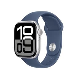 Apple Watch Series 10 GPS + Cellular 42mm Boîtier en Aluminium Argent avec Bracelet Sport Denim S/M