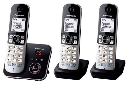 Téléphone Fixe sans fil Panasonic KX-TG6823 Dect Trio Noir