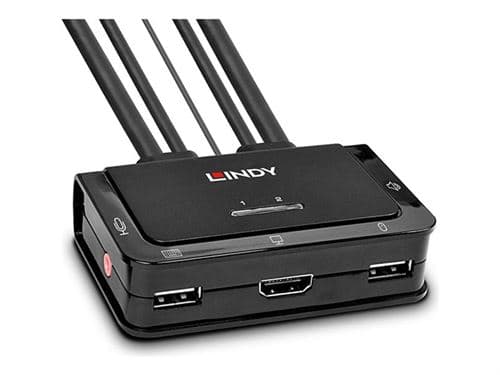 Lindy Compact 2 Port KVM Switch - Commutateur KVM - 2 x KVM / audio / USB - 1 utilisateur local - de bureau