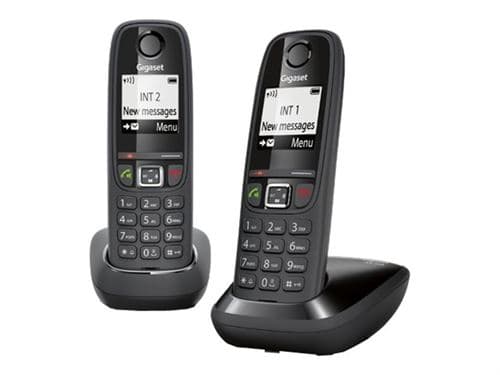 Gigaset AS405 Duo - Téléphone sans fil avec ID d'appelant - DECT\GAP - (conférence) à trois capacité d'appel - noir + combiné supplémentaire