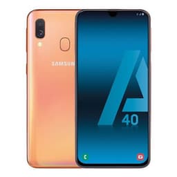 Samsung Galaxy A40 - 4G smartphone - double SIM - RAM 4 Go / Mémoire interne 64 Go - microSD slot - écran OEL - 5.9" - 2340 x 1080 pixels - 2x caméras arrière 16 MP, 5 MP - front camera 25 MP - Corail