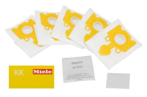 Pack 5 Sacs aspirateur + 2 filtres Miele KK HyClean Blanc et jaune