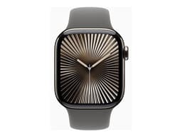 Apple Watch Series 10 (GPS + Cellular) - 42 mm - titanium naturel - montre intelligente avec bande sport - fluoroélastomère - gris acier - taille du bracelet : M/L - 64 Go - LTE, Wi-Fi 4, UWB, Bluetooth - 4G - 34.4 g