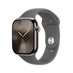 Apple Watch Series 10 (GPS + Cellular) - 46 mm - titanium naturel - montre intelligente avec bande sport - fluoroélastomère - gris acier - taille du bracelet : S/M - 64 Go - LTE, Wi-Fi 4, UWB, Bluetooth - 4G - 41.7 g