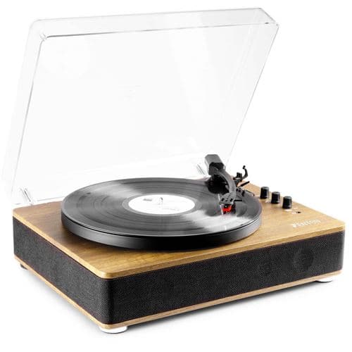 Fenton RP162W Platine vinyle rétro hifi avec Bluetooth et haut-parleurs - Marron Clair