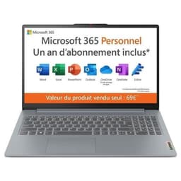 Lenovo IdeaPad Slim 3 15IAN8 82XB - Conception de charnière à 180 degrés - Intel N-series - N100 / jusqu'à 3.4 GHz - Win 11 Home in S mode - UHD Graphics - 4 Go RAM - 128 Go SSD UFS 3.1 - 15.6" TN 1920 x 1080 (Full HD) - Wi-Fi 6 - gris arctique - clav