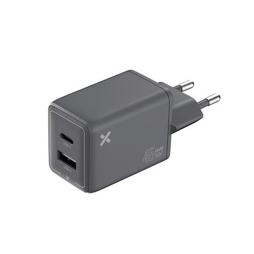 Chargeur secteur Wefix Pro GaN 45 W USB-C et USB-A Gris