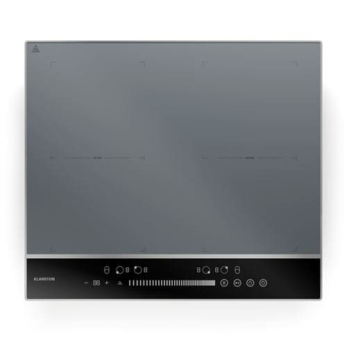 Klarstein DualTone Flex Table de cuisson à induction 60 cm Zone flex Plaque de cuisson  Affichage LED 7200 W Argent