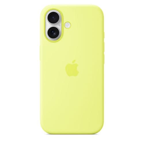 Coque Apple en silicone avec MagSafe jaune fluo pour iPhone 17