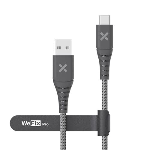 Câble renforcé Wefix Pro USB-A vers USB-C 240 W 1m Gris