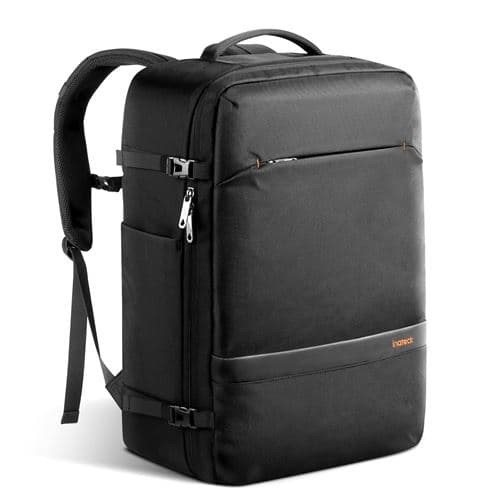 Inateck Sac à Dos Cabine Grand 42L, Bagage à Main 2 Poignées pour Voyage Avion Antivol, avec Compartiment Ordinateur Portable 15,6 Pouces pour Affaires et Randonnée - Noir