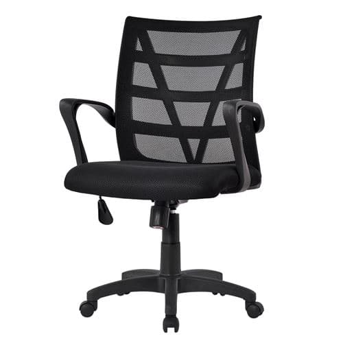 Chaise de Bureau LANGRIA en Tissu Noir Pivotant 360 Degrés Noir