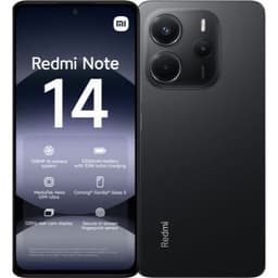 Xiaomi Redmi Note 14 - 4G smartphone - double SIM - RAM 6 Go / Mémoire interne 128 Go - microSD slot - écran OEL - 6.67" - 2400 x 1080 pixels (120 Hz) - 3 x caméras arrière 108 MP, 2 MP, 2 MP - front camera 20 MP - noir minuit