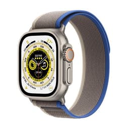 Apple Watch Ultra + Cellular, boîtier Titane 49mm avec Boucle Trail Bleu / Gris Taille S/M
