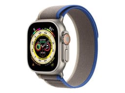 Apple Watch Ultra - 49 mm - titane - montre intelligente avec Boucle Trail - deux couches de matières textiles tissées - bleu/gris - taille du bracelet : S/M - 32 Go - Wi-Fi, LTE, UWB, Bluetooth - 4G - 61.3 g