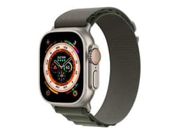 Apple Watch Ultra - 49 mm - titane - montre intelligente avec Boucle Alpine - textile - vert - taille du bracelet : M - 32 Go - Wi-Fi, LTE, UWB, Bluetooth - 4G - 61.3 g