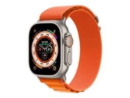 Apple Watch Ultra - 49 mm - titane - montre intelligente avec Boucle Alpine - textile - de couleur orange - taille du bracelet : L - 32 Go - Wi-Fi, LTE, UWB, Bluetooth - 4G - 61.3 g