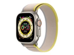 Apple Watch Ultra - 49 mm - titane - montre intelligente avec Boucle Trail - deux couches de matières textiles tissées - jaune/beige - taille du bracelet : M/L - 32 Go - Wi-Fi, LTE, UWB, Bluetooth - 4G - 61.3 g