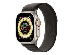 Apple Watch Ultra - 49 mm - titane - montre intelligente avec Boucle Trail - deux couches de matières textiles tissées - noir/gris - taille du bracelet : S/M - 32 Go - Wi-Fi, LTE, UWB, Bluetooth - 4G - 61.3 g