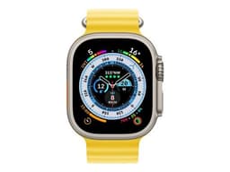 Apple Watch Ultra - 49 mm - titane - montre intelligente avec Bracelet Océan - fluoroélastomère - jaune - taille du poignet : 130-200 mm - 32 Go - Wi-Fi, LTE, UWB, Bluetooth - 4G - 61.3 g