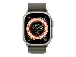 Apple Watch Ultra - 49 mm - titane - montre intelligente avec Boucle Alpine - textile - vert - taille du bracelet : S - 32 Go - Wi-Fi, LTE, UWB, Bluetooth - 4G - 61.3 g