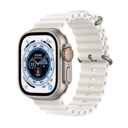 Apple Watch Ultra - 49 mm - titane - montre intelligente avec Bracelet Océan - fluoroélastomère - blanc - taille du poignet : 130-200 mm - 32 Go - Wi-Fi, LTE, UWB, Bluetooth - 4G - 61.3 g