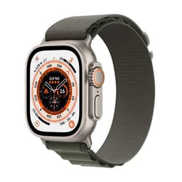 Apple Watch Ultra - 49 mm - titane - montre intelligente avec Boucle Alpine - textile - vert - taille du bracelet : L - 32 Go - Wi-Fi, LTE, UWB, Bluetooth - 4G - 61.3 g