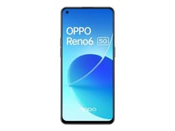 OPPO Reno6 5G - 5G smartphone - double SIM - RAM 8 Go / Mémoire interne 128 Go - écran OEL - 6.43" - 2400 x 1080 pixels (90 Hz) - 3 x caméras arrière 64 MP, 8 MP, 2 MP - front camera 32 MP - avec Google Nest Mini - noir