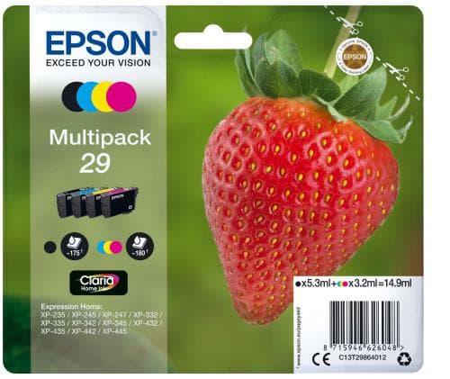 Pack de Cartouche d'encre Epson Fraise 29 Noir, Cyan, Magenta et Jaune