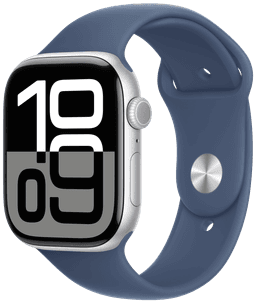 Watch 10 LTE Silber Alu 46mm Sportarmband Denim M/L MWY13