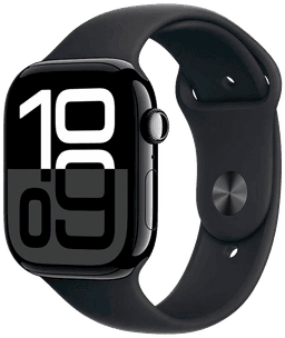 Watch 10 LTE Schwarz Alu 46 Sportarmband Schwarz S/M MWY33