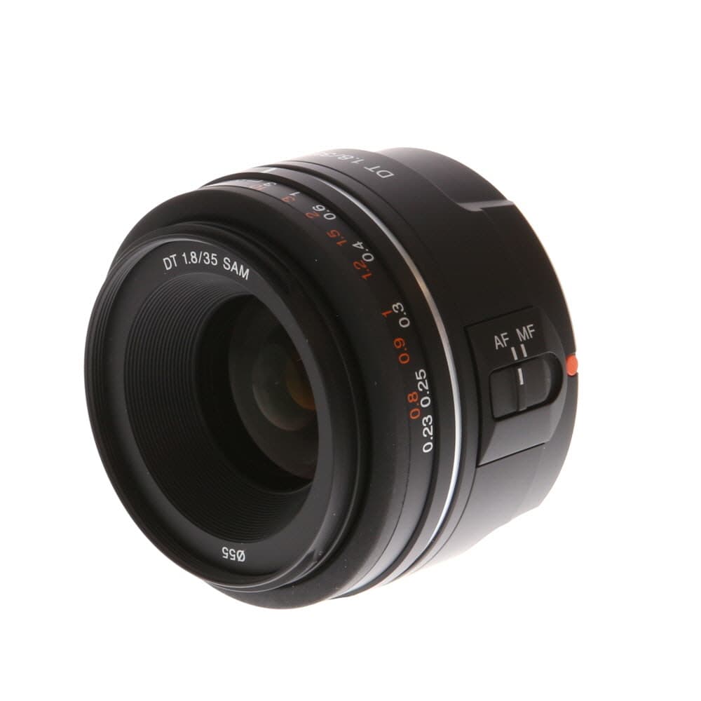 Sony 35mm F/1.8 DT SAM A-Mount Autofocus Lens [55] - EX+ - Excellent Plus - With Caps and Hood | Used