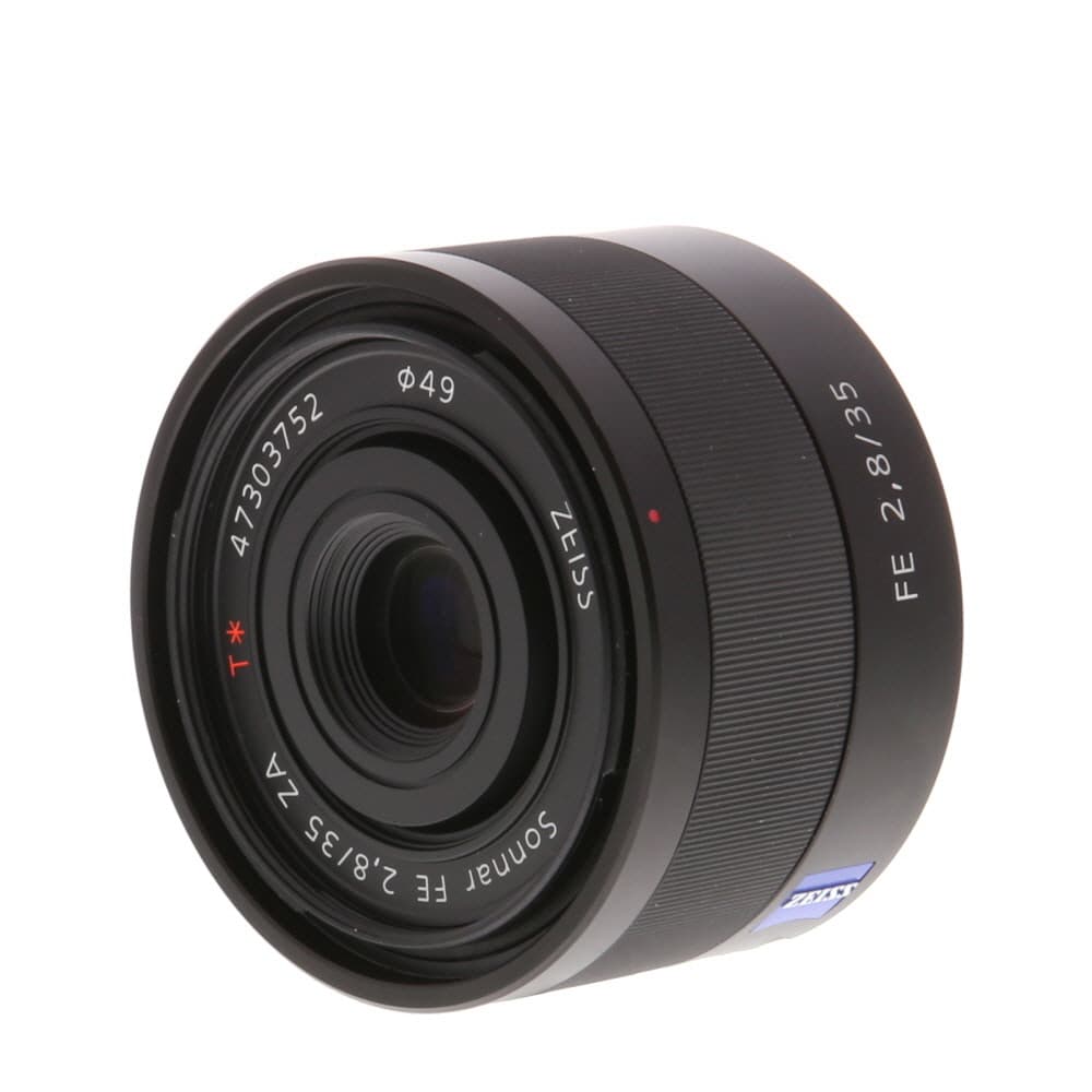 Sony Zeiss FE 35mm f/2.8 Sonnar T* ZA Full-Frame Autofocus Lens for E-Mount, Black | 49 | SEL35F28Z - EX - Excellent - With Caps | Used