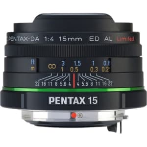 Pentax 15mm f/4 SMC PENTAX-DA ED AL Limited Autofocus APS-C Lens for K-Mount, Black | 49 | - EX - Excellent - With Case and Caps | Used