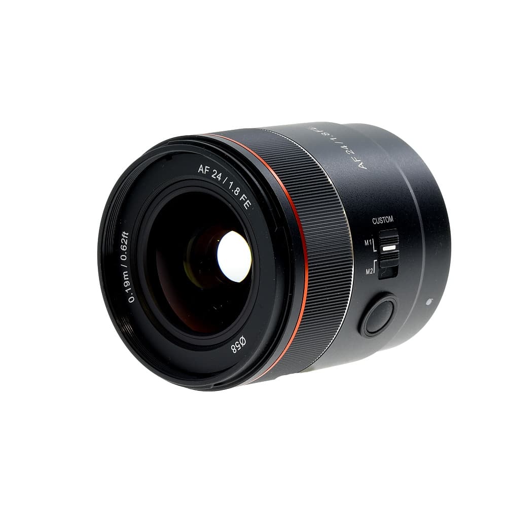 Samyang AF 24mm f/1.8 FE Full-Frame Autofocus Lens for Sony E-Mount, Black | 58 | - EX+ - Excellent Plus - With Caps, Case, Hood | Used