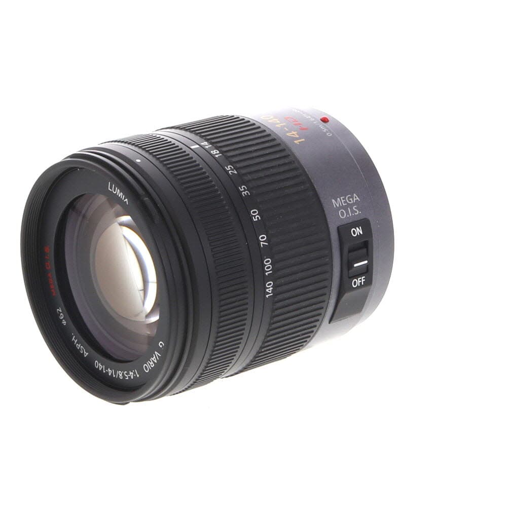 Panasonic Lumix G Vario 14-140mm f/4-5.8 ASPH. HD Mega O.I.S. Lens for MFT (Micro Four Thirds), Black/Dark Silver | 62 | - BGN - Bargain - w/ Caps and Hood