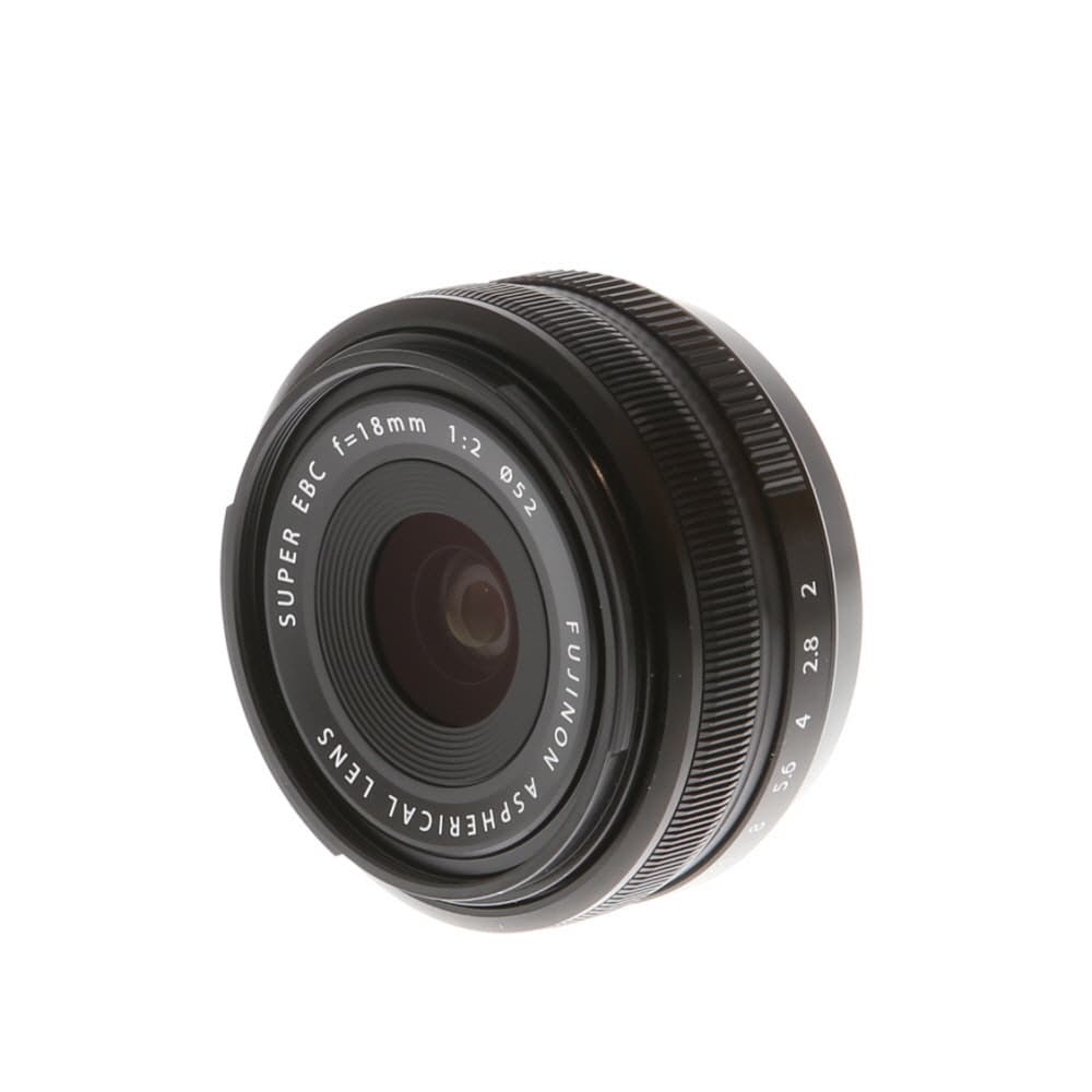FUJIFILM XF 18mm f/2 R Fujinon APS-C Lens for X-Mount, Black | 52 | - EX+ - Excellent Plus - With Caps and Hood | Used