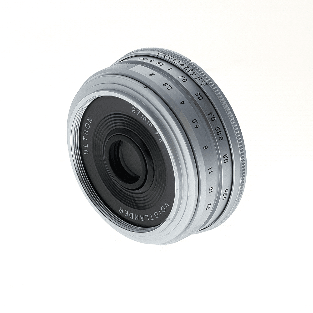 Voigtlander 27mm f/2 Ultron APS-C Lens for FUJIFILM X-Mount, Silver | 43 | - LN- - Like New Minus - With Caps, Hood | Used