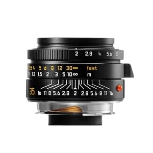 Leica 35mm f/2 Summicron-M ASPH. Lens for M-Mount, Germany, Black Anodized Finish, 6-Bit | E39 | 11879 - EX+ - Excellent Plus - w/ Caps and Hood; Made in Germany