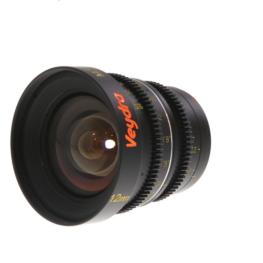 Veydra 12mm T2.2 Mini Prime Manual Lens for MFT (Micro Four Thirds) | 77 | Focus Scale in Feet - EX - Excellent - With Caps | Used