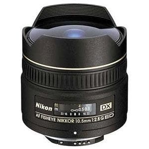 Nikon AF DX Nikkor 10.5mm f/2.8 G ED Fisheye Autofocus APS-C Lens for F-Mount, Black | Rear Gel | - EX+ - Excellent Plus - With Caps | Used