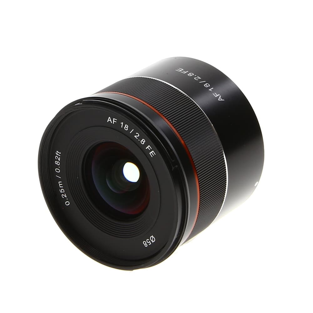 Rokinon AF 18mm f/2.8 FE Full-Frame Lens for Sony E-Mount, Black | 58 | - EX+ - Excellent Plus - With Caps, Case | Used
