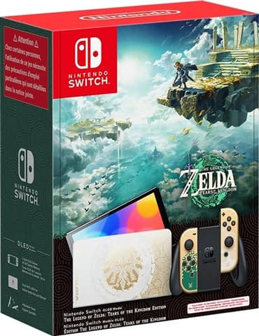 Switch Console 64GB OLED Legend of Zelda + Gold Joy-Con Boxed Used