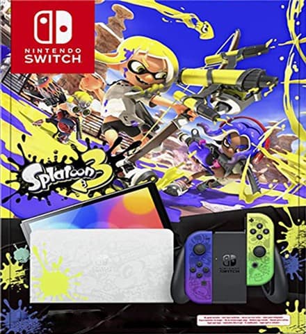 Switch Console 64GB OLED Splatoon 3 + Blue/Yellow Joy-Con Boxed Used