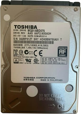 Toshiba MQ01ABD075 750GB 2.5 SATA Used