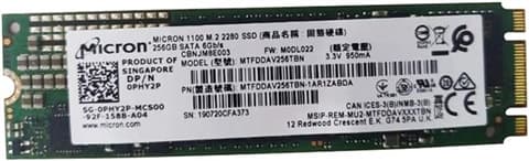 Micron MTFDDAV256TBN 256GB 2280 SATA M.2 Used